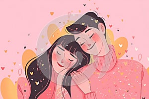 Couple in love hand drawn illustration cute design