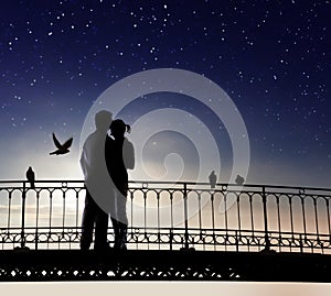 Couple in love has romantic date