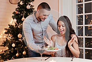 Couple in love, having a romantic dinner