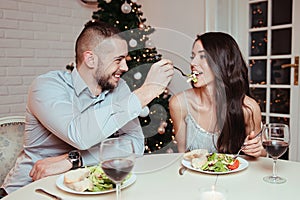 Couple in love, having a romantic dinner