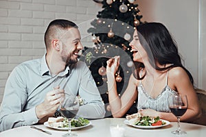 Couple in love, having a romantic dinner