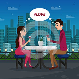 Couple in Love Having Romantic Late Dinner Dating