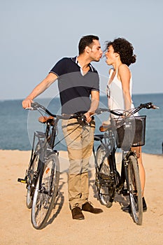 Couple in love kissing on a beach