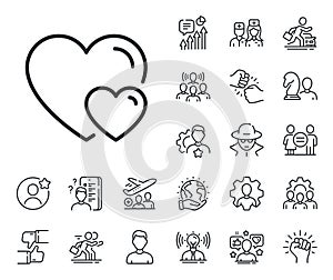 Couple Love line icon. Two Hearts sign. Specialist, doctor and job competition. Vector