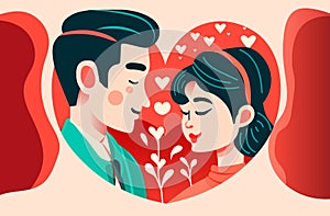 couple in love man woman look at each other happy valentine day celebration relationship and romantic date concept