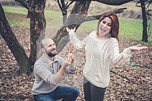 Couple in love marriage proposal