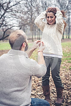 Couple in love marriage proposal