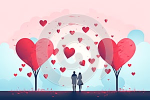 Couple in love, minimalistic illustration. Valentine's Day card
