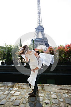 Couple in love in Paris, wedding photography