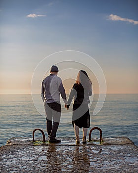 Couple in love on the pier