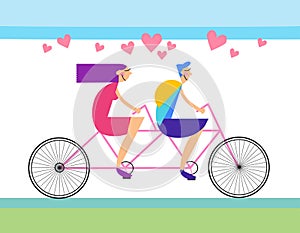 Couple Love Ride Tandem Bicycle Heart Shape