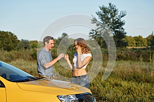 Couple in love. Road Trip