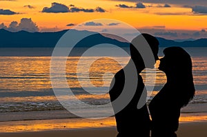 Couple in love at sunset