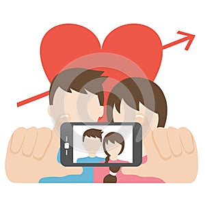 Couple in love taking photo of themselves