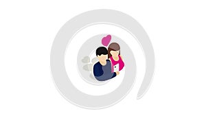 Couple in love taking selfie together icon animation