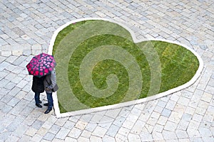 Couple in love under umbrella