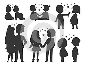 Couple in love vector characters silhouette togetherness happy smiling people romantic woman amorousness together adult photo