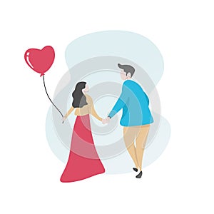 Couple in love vector illustration for valentine's day card banner cute cartoon character