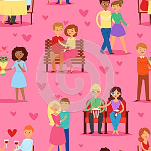 Couple in love vector lovers characters in lovely relationships on loving date together on Valentines day and boyfriend