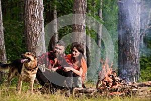 Couple in love or young happy family spend time together.