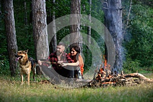 Couple in love or young happy family spend time together.