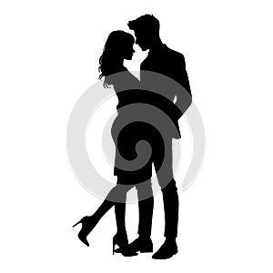 Couple lovers silhouette