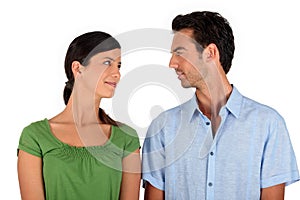 Couple making eye contact