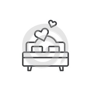 Couple making love bed vector icon symbol isolated on white background