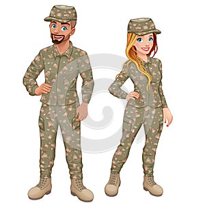 Couple of male and female soldiers