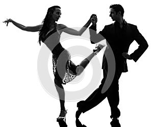 Couple man woman ballroom dancers tangoing