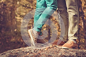 Couple Man and Woman Feet in Love Romantic Outdoor Lifestyle