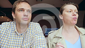 couple man and woman have lunch together in a cafe