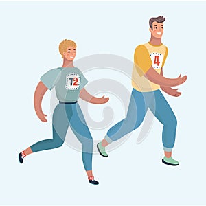 Couple of man and woman running together. Jogging