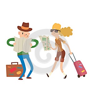 Couple with maps vector.