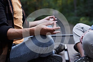 Couple meditating while resting together