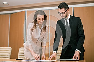 Couple meeting in office