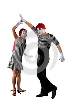 Couple of mimes isolated on white