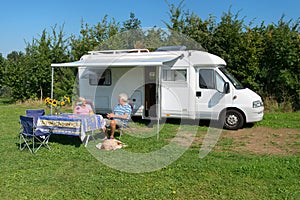 Couple with mobil home