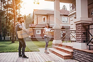 Couple moving in new house