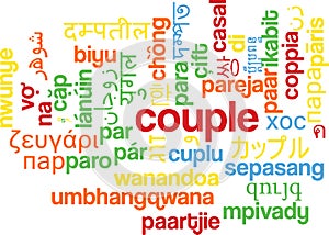 Couple multilanguage wordcloud background concept