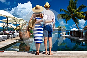 Couple near poolside