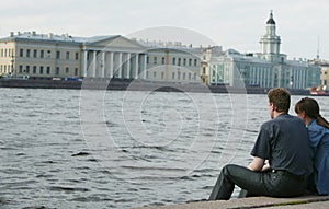 Couple and neva river