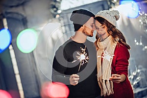 Couple outdoor in winter