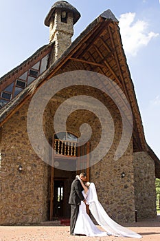 Couple outside chapel