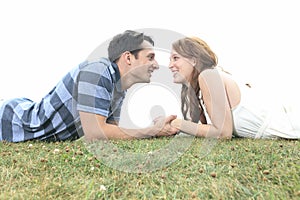 Couple outside having fun together outside