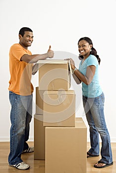 Couple packing boxes.