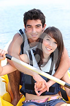 Couple in a paddle boat