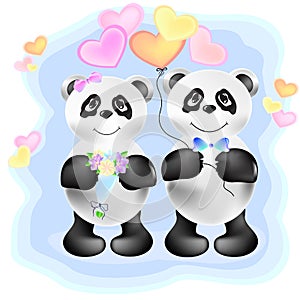Couple of pandas illustration