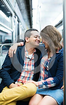 Couple in Parisian metro