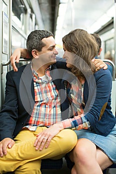 Couple in Parisian metro